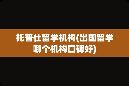 托普仕留学机构(出国留学哪个机构口碑好)