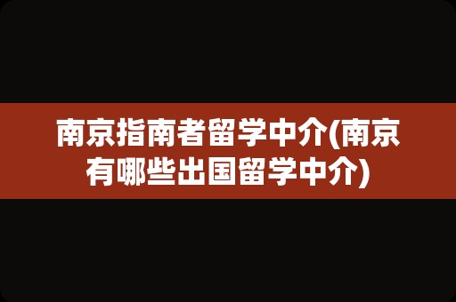 南京指南者留学中介(南京有哪些出国留学中介)