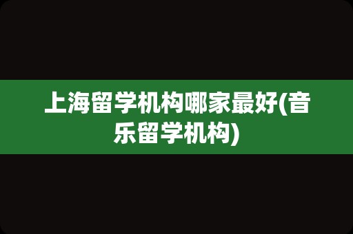 上海留学机构哪家最好(音乐留学机构)