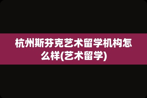 杭州斯芬克艺术留学机构怎么样(艺术留学)