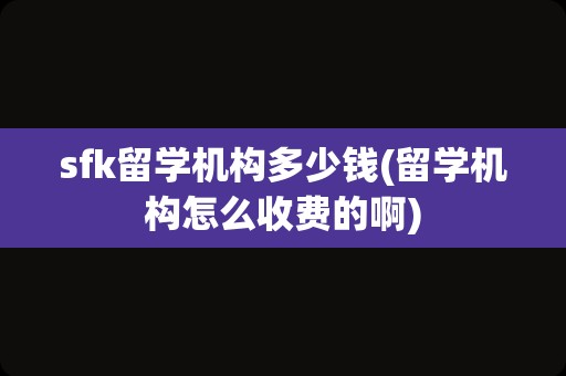 sfk留学机构多少钱(留学机构怎么收费的啊)