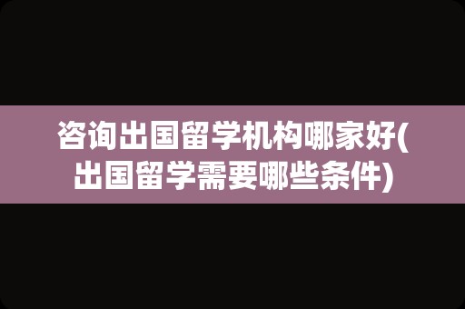 咨询出国留学机构哪家好(出国留学需要哪些条件)