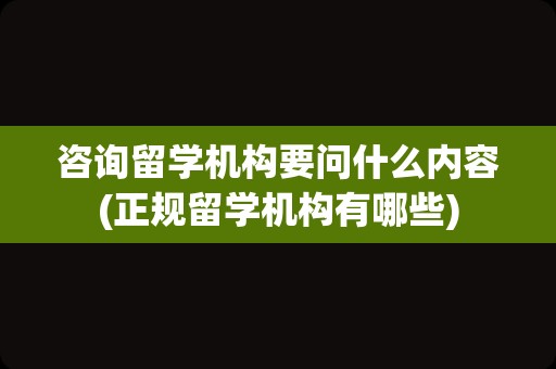 咨询留学机构要问什么内容(正规留学机构有哪些)