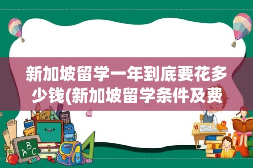 新加坡留学一年到底要花多少钱(新加坡留学条件及费用)
