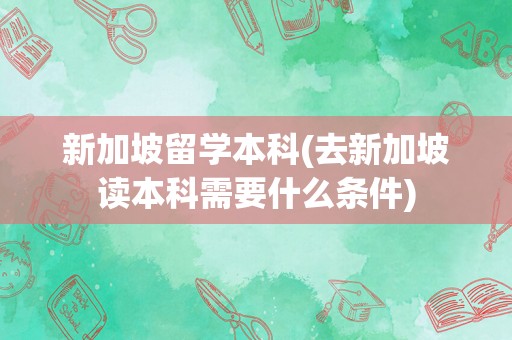 新加坡留学本科(去新加坡读本科需要什么条件)