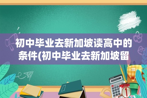 初中毕业去新加坡读高中的条件(初中毕业去新加坡留学费用)