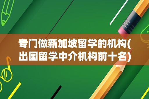 专门做新加坡留学的机构(出国留学中介机构前十名)