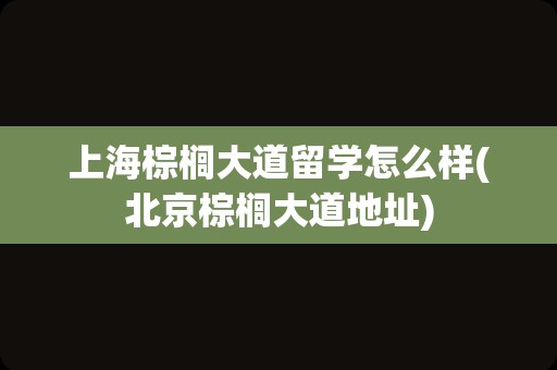 上海棕榈大道留学怎么样(北京棕榈大道地址)