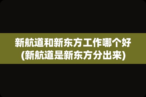 新航道和新东方工作哪个好(新航道是新东方分出来)