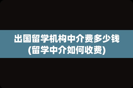 出国留学机构中介费多少钱(留学中介如何收费)