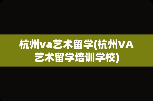 杭州va艺术留学(杭州VA艺术留学培训学校)