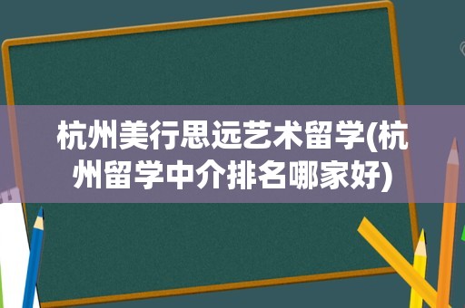 杭州美行思远艺术留学(杭州留学中介排名哪家好)