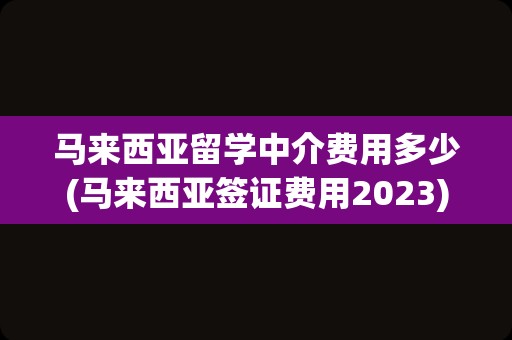 马来西亚留学中介费用多少(马来西亚签证费用2023)