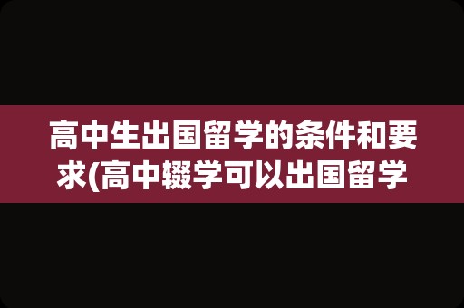 高中生出国留学的条件和要求(高中辍学可以出国留学吗)