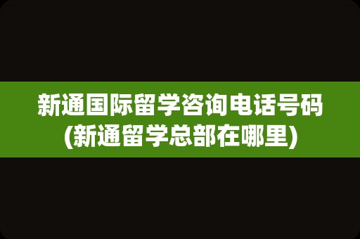 新通国际留学咨询电话号码(新通留学总部在哪里)