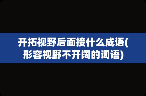 开拓视野后面接什么成语(形容视野不开阔的词语)