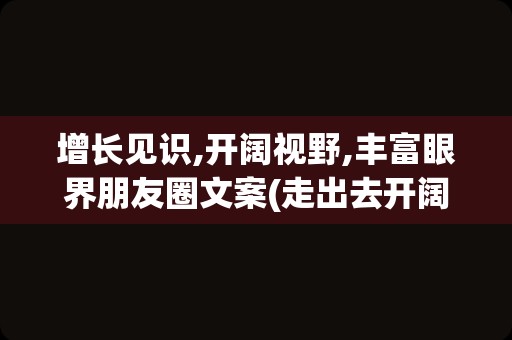 增长见识,开阔视野,丰富眼界朋友圈文案(走出去开阔眼界的文案)