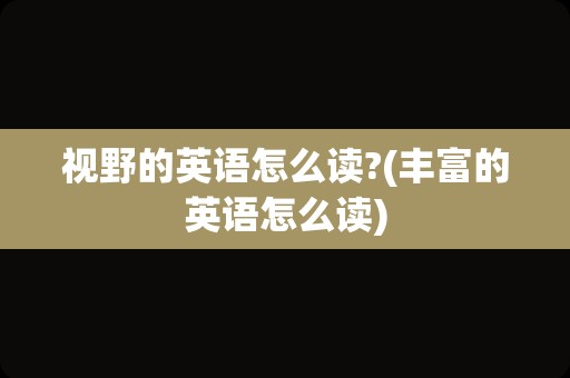 视野的英语怎么读?(丰富的英语怎么读)