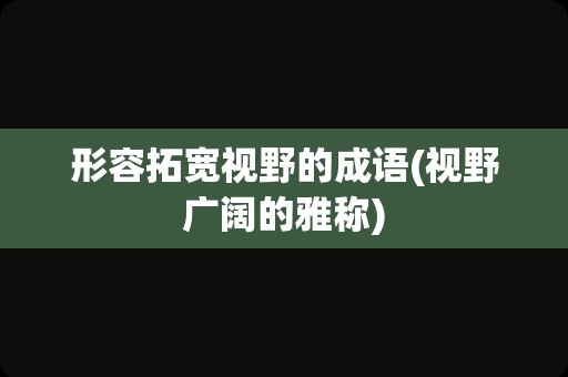 形容拓宽视野的成语(视野广阔的雅称)