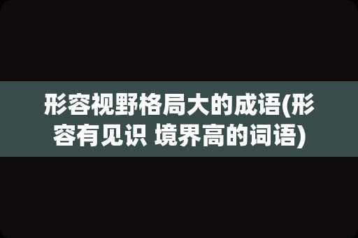 形容视野格局大的成语(形容有见识 境界高的词语)