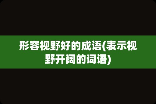 形容视野好的成语(表示视野开阔的词语)