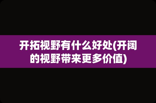 开拓视野有什么好处(开阔的视野带来更多价值)