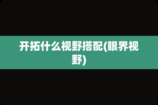 开拓什么视野搭配(眼界视野)