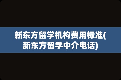 新东方留学机构费用标准(新东方留学中介电话)