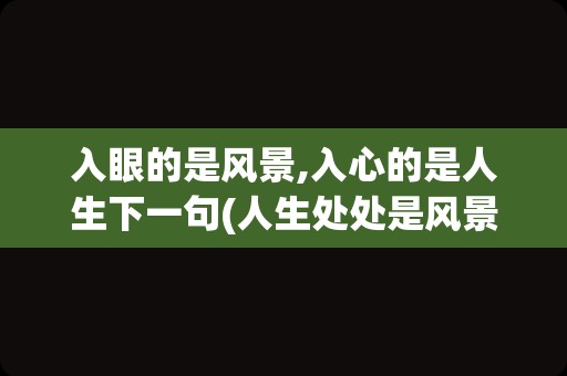 入眼的是风景,入心的是人生下一句(人生处处是风景,生活处处是诗意)