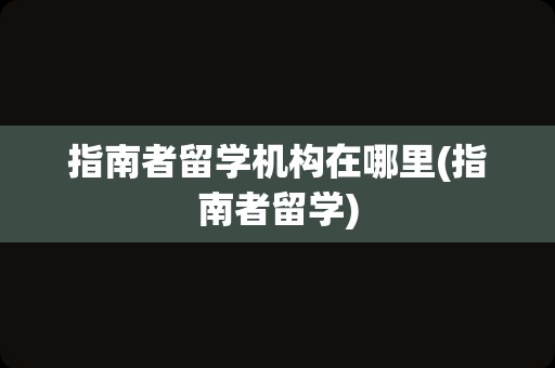 指南者留学机构在哪里(指南者留学)