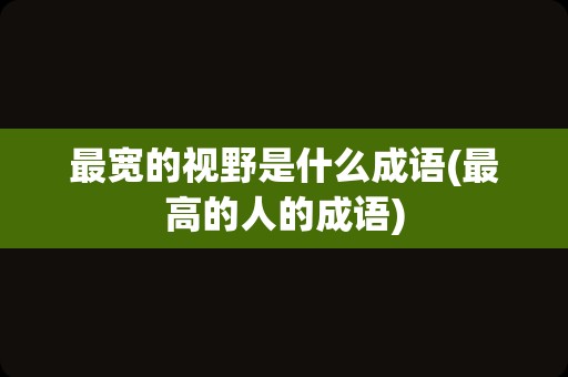 最宽的视野是什么成语(最高的人的成语)