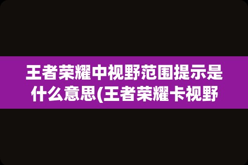 王者荣耀中视野范围提示是什么意思(王者荣耀卡视野)