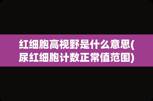 红细胞高视野是什么意思(尿红细胞计数正常值范围)