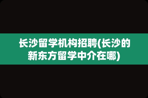 长沙留学机构招聘(长沙的新东方留学中介在哪)