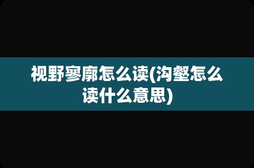 视野寥廓怎么读(沟壑怎么读什么意思)