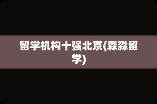 留学机构十强北京(森淼留学)