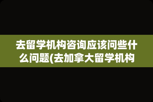去留学机构咨询应该问些什么问题(去加拿大留学机构排名)