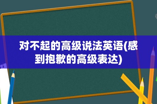 对不起的高级说法英语(感到抱歉的高级表达)