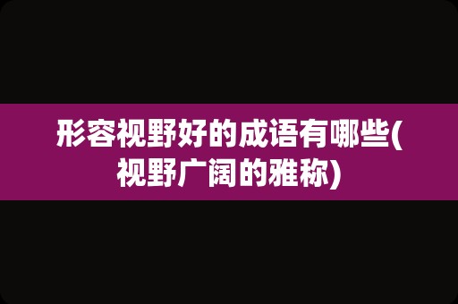 形容视野好的成语有哪些(视野广阔的雅称)