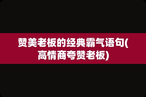赞美老板的经典霸气语句(高情商夸赞老板)