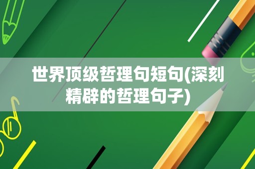 世界顶级哲理句短句(深刻精辟的哲理句子)