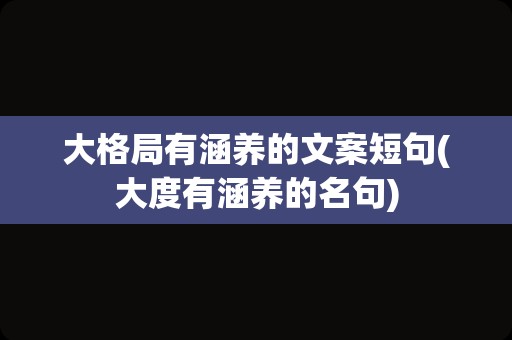 大格局有涵养的文案短句(大度有涵养的名句)