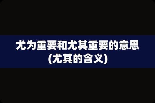 尤为重要和尤其重要的意思(尤其的含义)