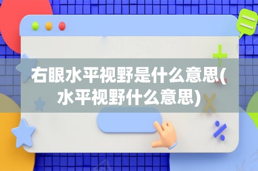 右眼水平视野是什么意思(水平视野什么意思)