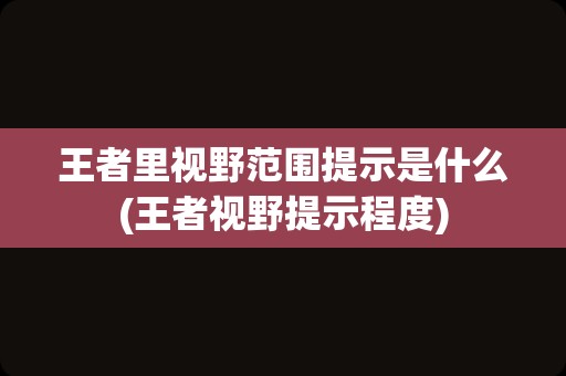 王者里视野范围提示是什么(王者视野提示程度)