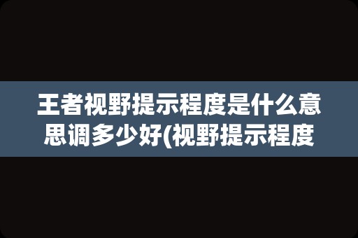 王者视野提示程度是什么意思调多少好(视野提示程度调高还是低)