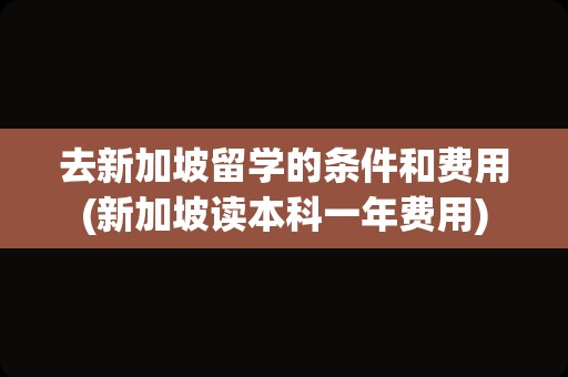 去新加坡留学的条件和费用(新加坡读本科一年费用)