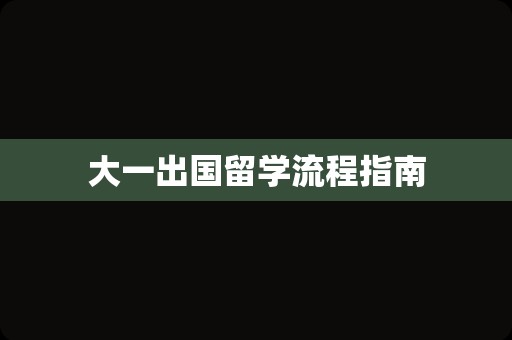 大一出国留学流程指南