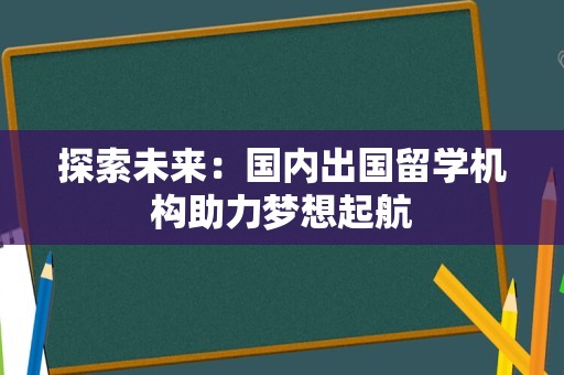 探索未来：国内出国留学机构助力梦想起航