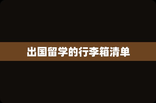 出国留学的行李箱清单